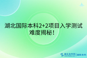 湖北国际本科2+2项目入学测试难度揭秘！