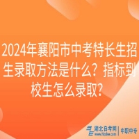 2024年襄阳市中考特长生招生录取方法是什么？指标到校生怎么录取？