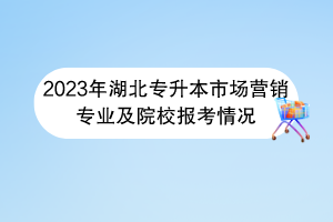 2023年湖北专升本市场营销专业及院校报考情况