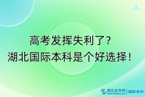 高考发挥失利了？湖北国际本科是个好选择！