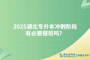 2025湖北专升本冲刺阶段有必要报班吗