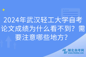 2024年武汉轻工大学自考论文成绩为什么看不到？需要注意哪些地方？