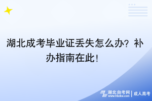 湖北成考毕业证丢失怎么办？补办指南在此！