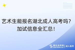 艺术生能报名湖北成人高考吗？加试信息全汇总！