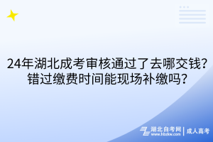 24年湖北成考审核通过了去哪交钱？错过缴费时间能现场补缴吗？