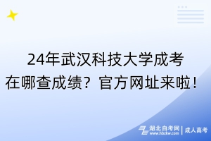 24年武汉科技大学成考在哪查成绩？官方网址来啦！