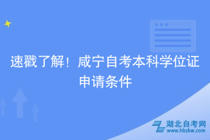 速戳了解！咸宁自考本科学位证申请条件~