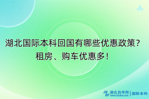 湖北国际本科回国有哪些优惠政策？租房、购车优惠多！