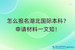 怎么报名湖北国际本科？申请材料一文知！