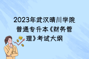 2023年武汉晴川学院普通专升本《财务管理》考试大纲