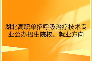 湖北高职单招呼吸治疗技术专业公办招生院校、就业方向