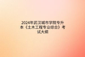 2024年武汉城市学院专升本《土木工程专业综合》考试大纲