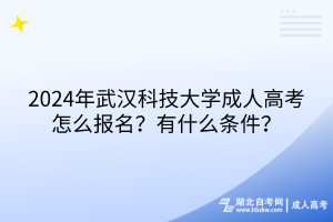 2024年武汉科技大学成人高考怎么报名？有什么条件？