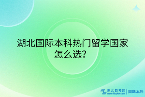 湖北国际本科热门留学国家怎么选？