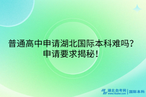 普通高中申请湖北国际本科难吗？申请要求揭秘！