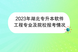 2023年湖北专升本软件工程专业及院校报考情况