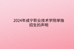 2024年咸宁职业技术学院单独招生的声明