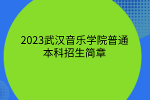 2023武汉音乐学院普通本科招生简章