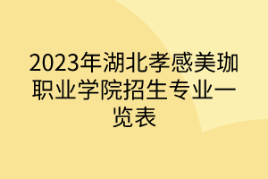 2024年湖北孝感美珈职业学院招生专业一览表