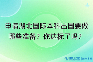 申请湖北国际本科出国要做哪些准备？你达标了吗？