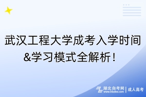 武汉工程大学成考入学时间&学习模式全解析！