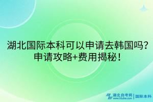 湖北国际本科可以申请去韩国吗？申请攻略+费用揭秘！