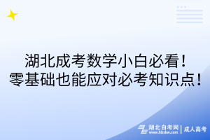 湖北成考数学小白必看！零基础也能应对必考知识点！