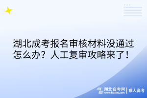 湖北成考报名审核材料没通过怎么办？人工复审攻略来了！