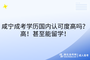 咸宁成考学历国内认可度高吗？高！甚至能留学！