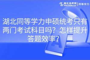 湖北同等学力申硕统考只有两门考试科目吗？怎样提升答题效率？