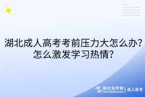 湖北成人高考考前压力大怎么办？怎么激发学习热情？