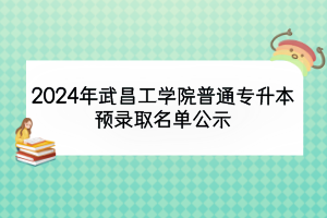 2024年武昌工学院普通专升本预录取名单公示