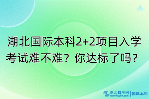 湖北国际本科2+2项目入学考试难不难？你达标了吗？