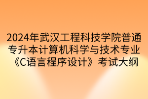 2024年武汉工程科技学院普通专升本计算机科学与技术专业《C语言程序设计》考试大纲