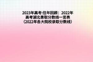 2023年高考:往年回顾：2022年高考湖北录取分数线一览表（2022年各大院校录取分数线）