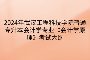 2024年武汉工程科技学院普通专升本会计学专业《会计学原理》考试大纲