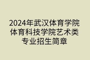 2024年武汉体育学院体育科技学院艺术类专业招生简章