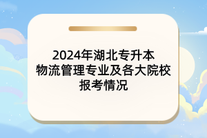 2024年湖北专升本物流管理专业及各大院校报考情况