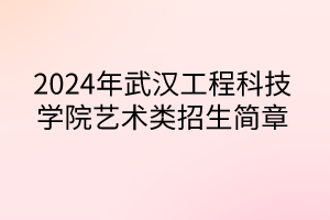 2024年武汉工程科技学院艺术类招生简章