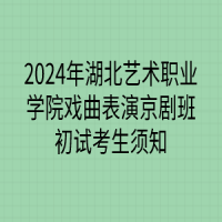 2024年湖北艺术职业学院戏曲表演京剧班初试考生须知