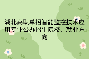 湖北高职单招智能监控技术应用专业公办招生院校、就业方向