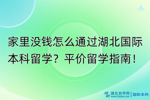 家里没钱怎么通过湖北国际本科留学？平价留学指南！