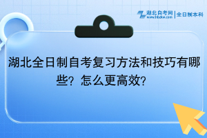 湖北全日制自考复习方法和技巧有哪些？怎么更高效？