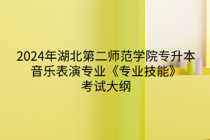 2024年湖北第二师范学院专升本音乐表演专业《专业技能》考试大纲