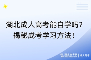 湖北成人高考能自学吗？揭秘成考学习方法！