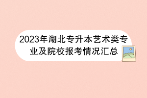 2023年湖北专升本艺术类专业及院校报考情况汇总