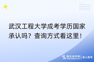 武汉工程大学成考学历国家承认吗？查询方式看这里！