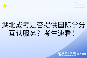 湖北成考是否提供国际学分互认服务?考生速看!