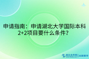 申请指南：申请湖北大学国际本科2+2项目要什么条件？