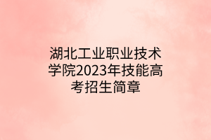 湖北工业职业技术学院2023年技能高考招生简章